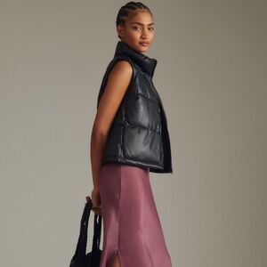 Avec Les Filles Faux Leather Puffer Vest